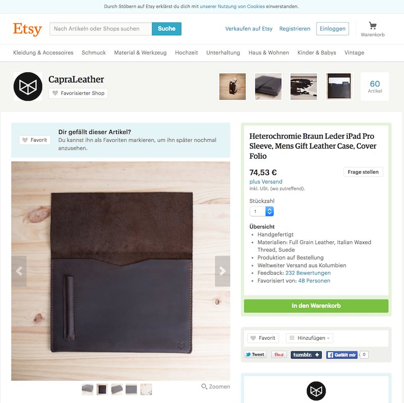 Capra Leather bei Etsy