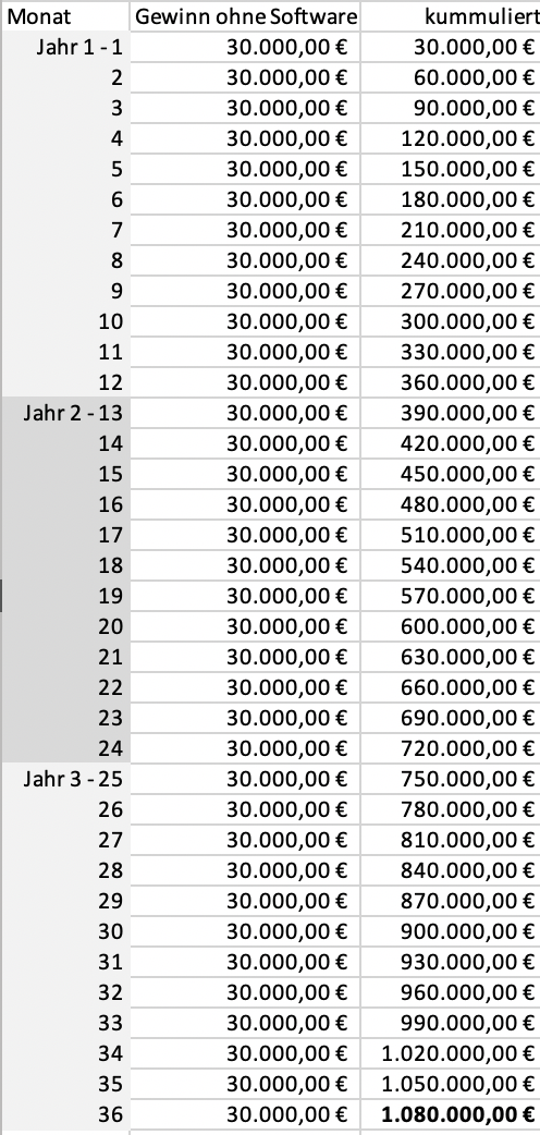 Gewinnentwicklung ohne Software